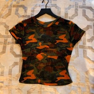 Orange and Green Fashion Camouflage T